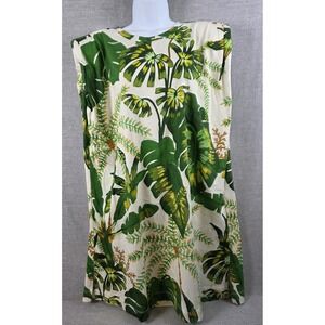 Anthropologie Farm Rio XL Forest Palm Leaf Mini Tropical T Shirt Dress No Belt